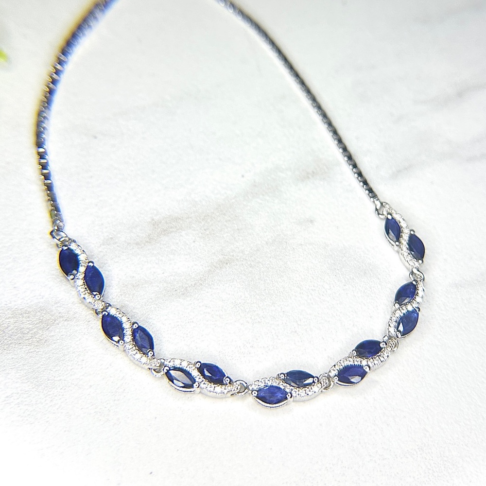 925 sterling silver and Natural Sapphire Bracelet - Picture 5 of 16